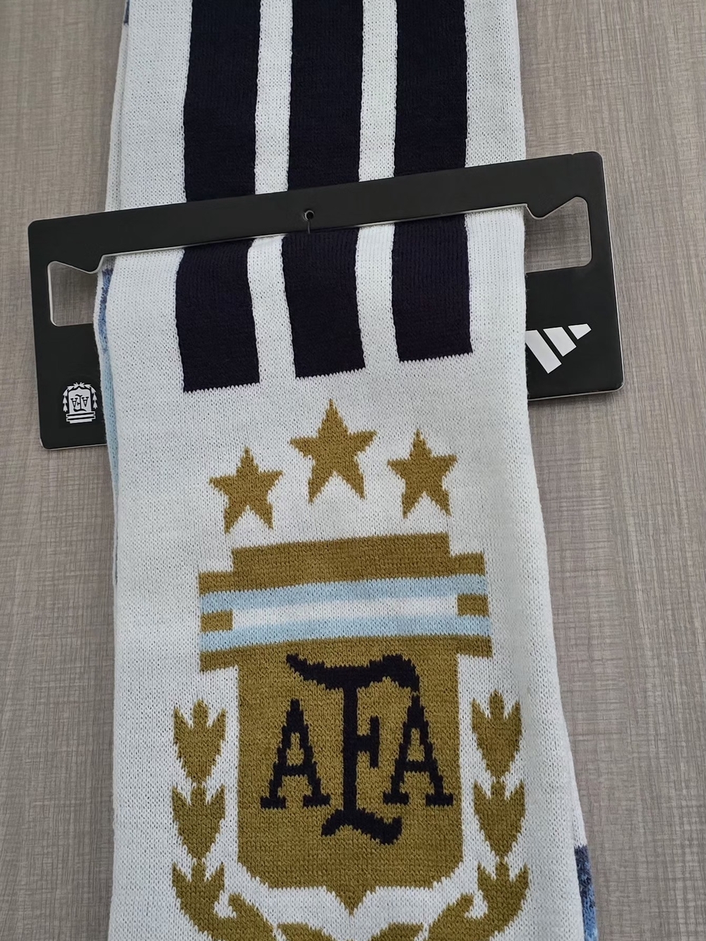 adidas Argentina AFA Soccer Scarf White Light Blue 3-Star World Cup New With Tag